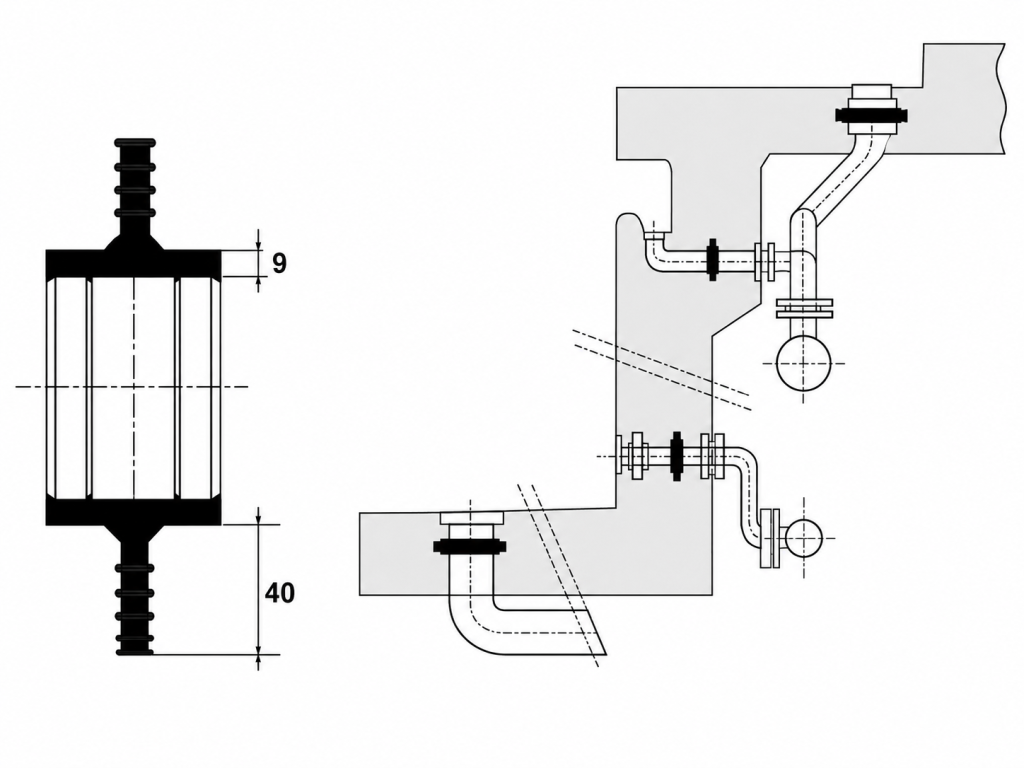 disegno tecnico del collare passamuro semplice pippo
